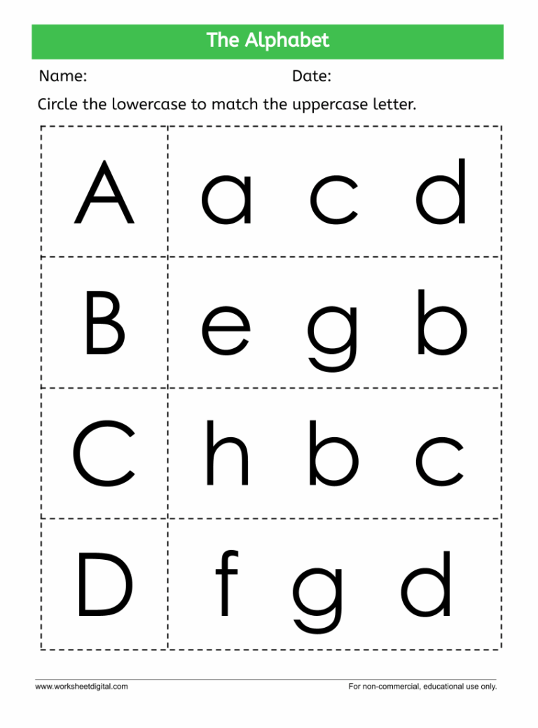 Alphabet Worksheet Match Lowercase To Uppercase