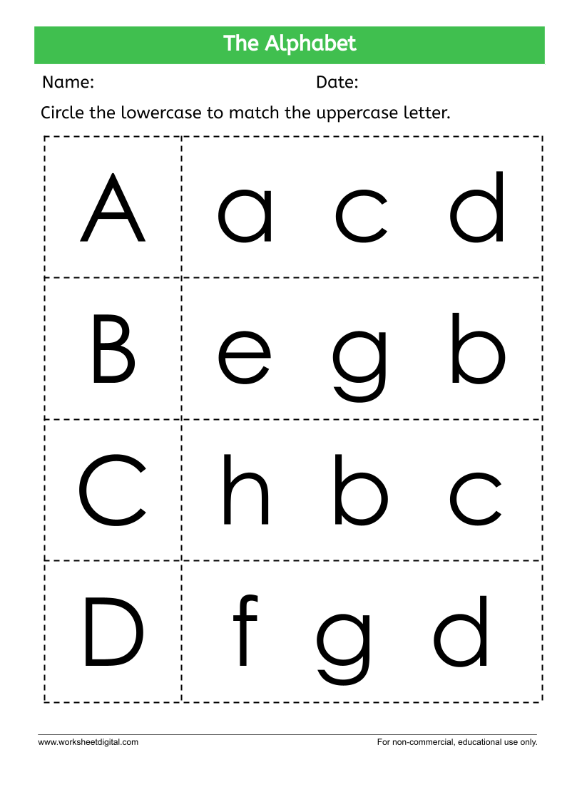 Alphabet Worksheet Match Lowercase To Uppercase