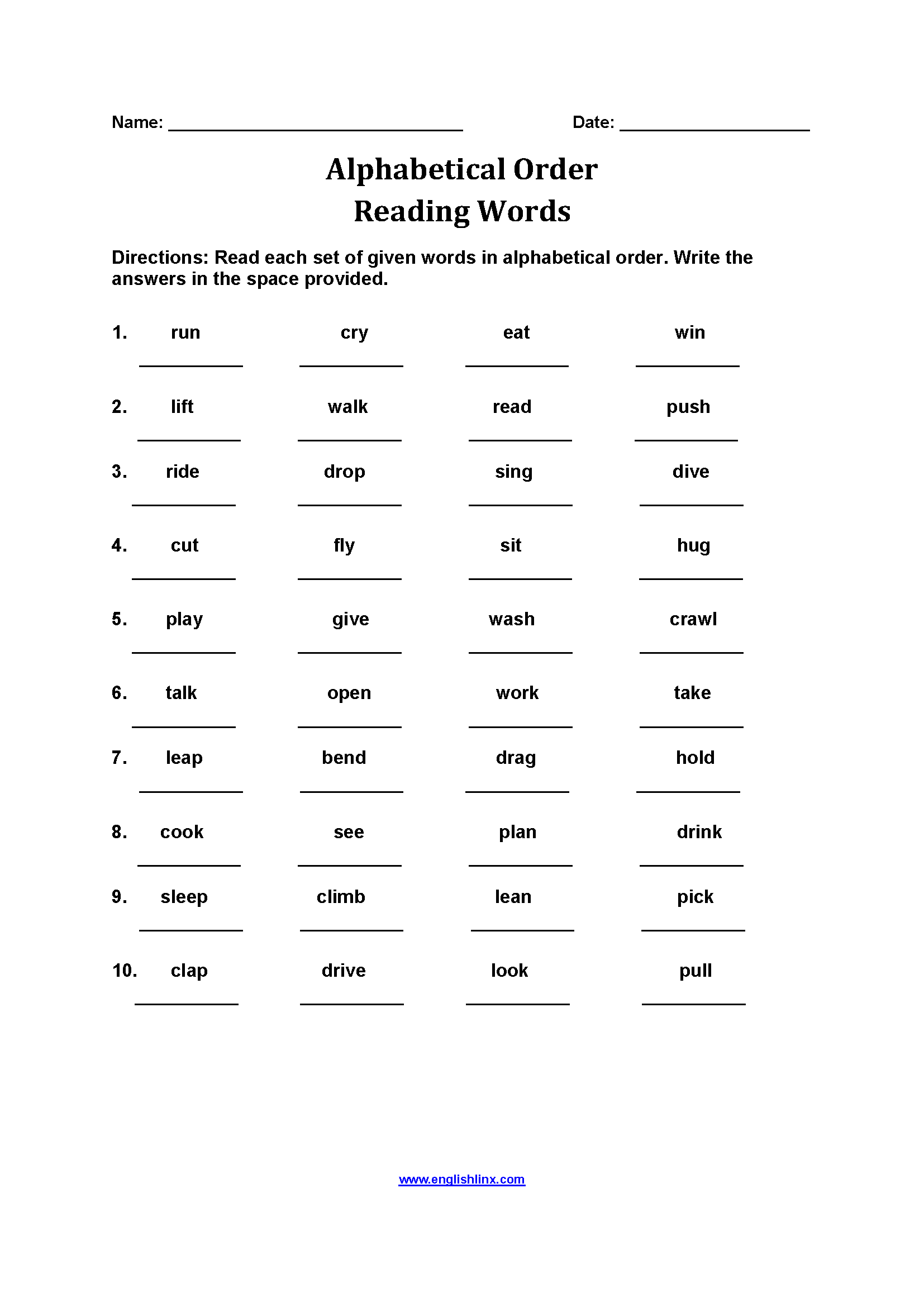 Alphabet Worksheets Alphabetical Order Worksheets