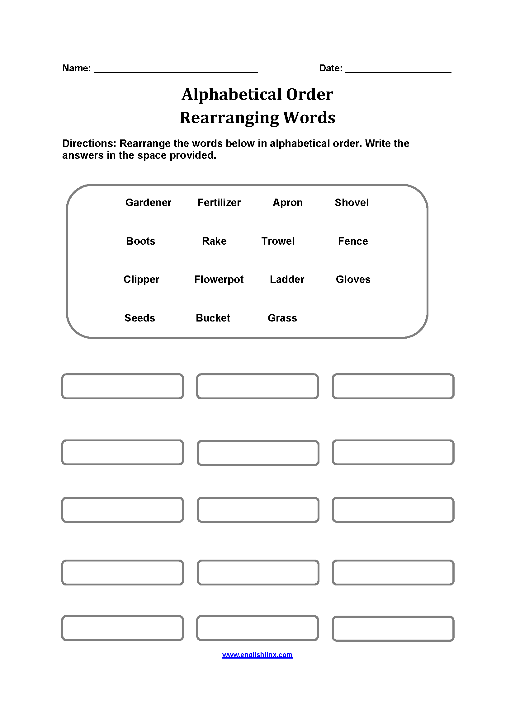 Alphabet Worksheets Alphabetical Order Worksheets