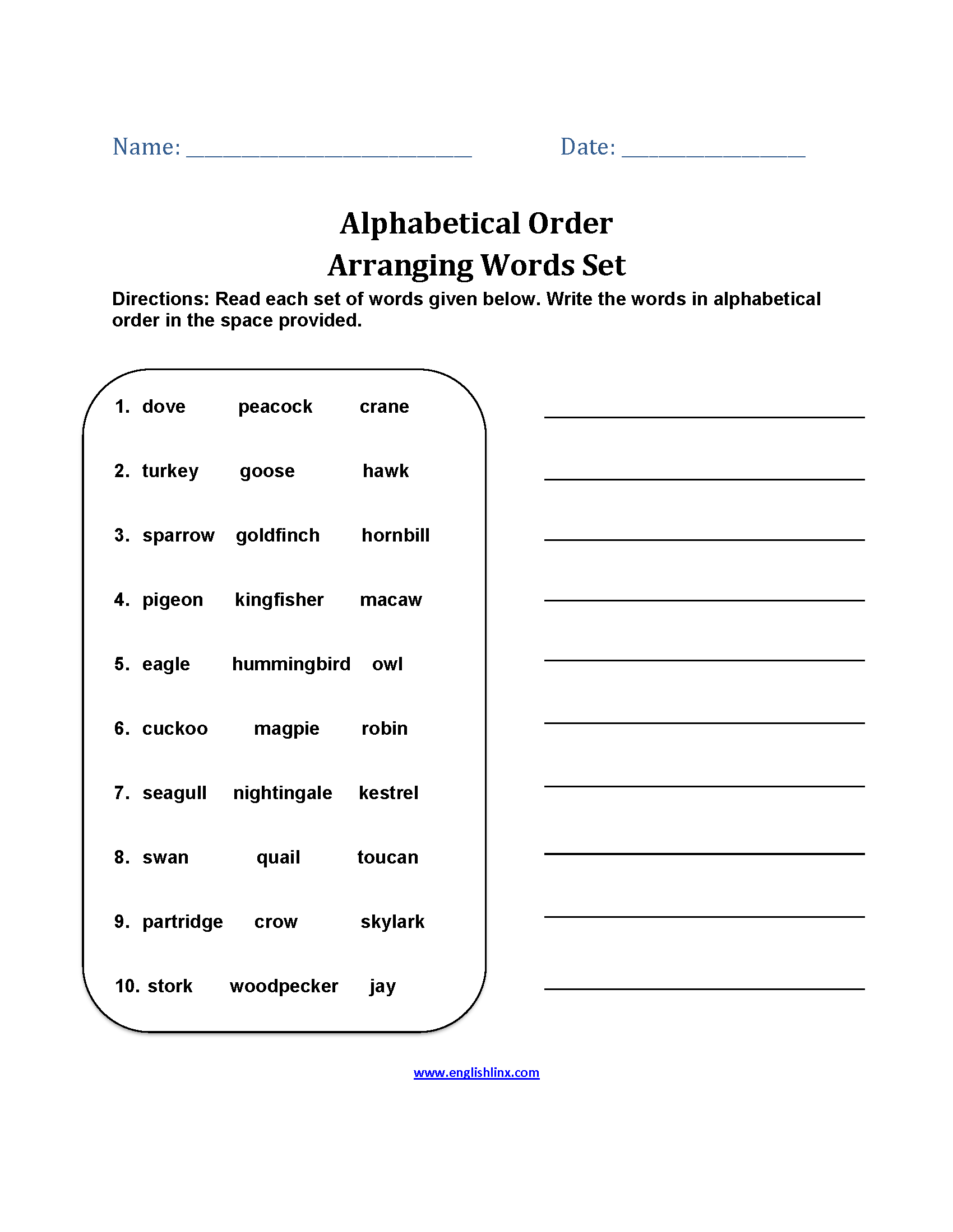 Alphabet Worksheets Alphabetical Order Worksheets Worksheets 