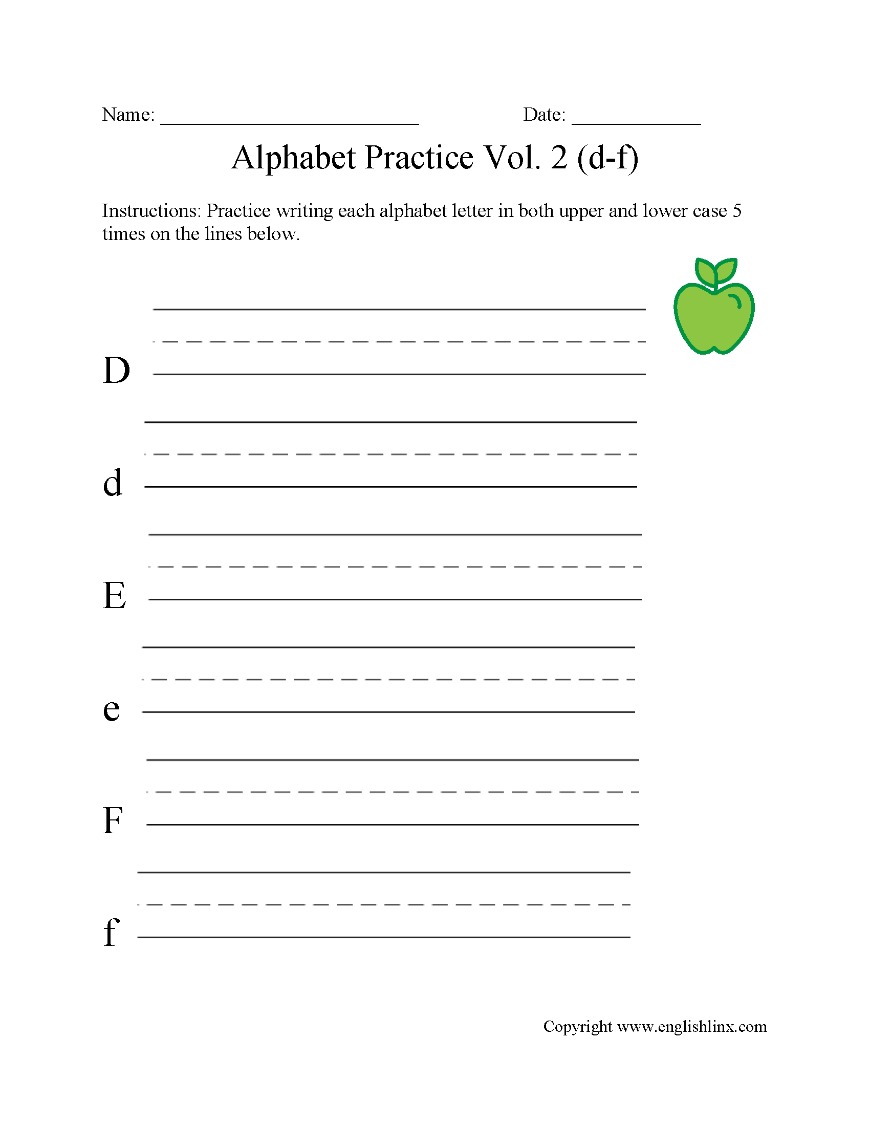 English Alphabet Writing Worksheets