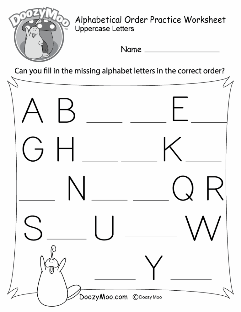 Alphabetical Order Practice Worksheet Free Printable Doozy Moo Worksheets Library