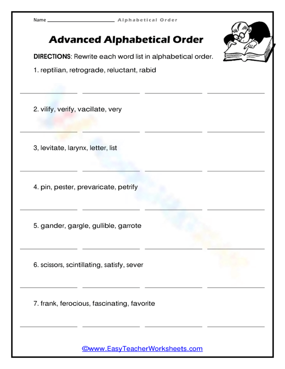 Alphabetical Order Practice Worksheets