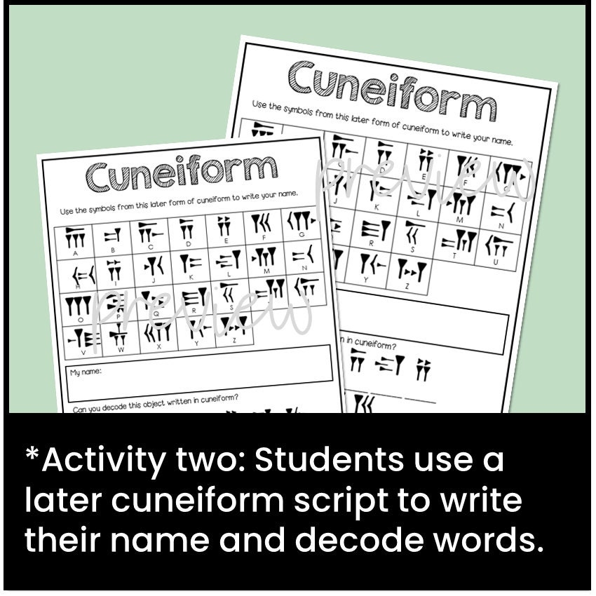 Ancient Mesopotamia Cuneiform Writing Script Activity Ancient 