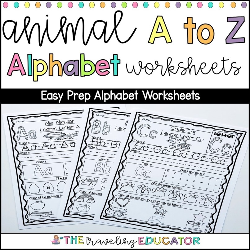 Animal A To Z Alphabet Worksheets