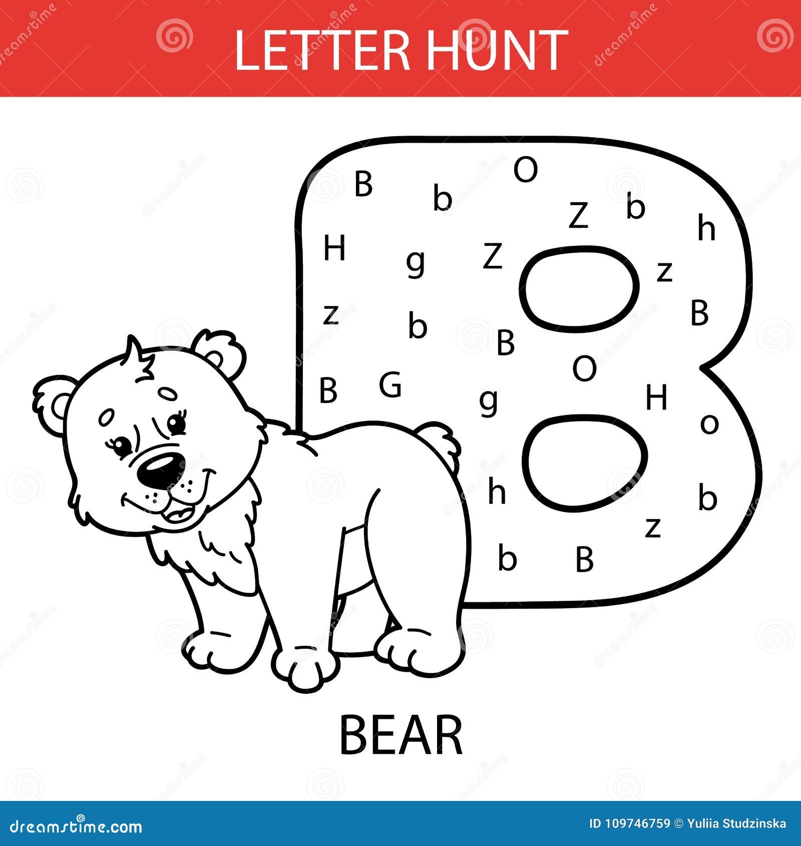 Animal Letter Hunt Bear Stock Vector Illustration Of Educational 