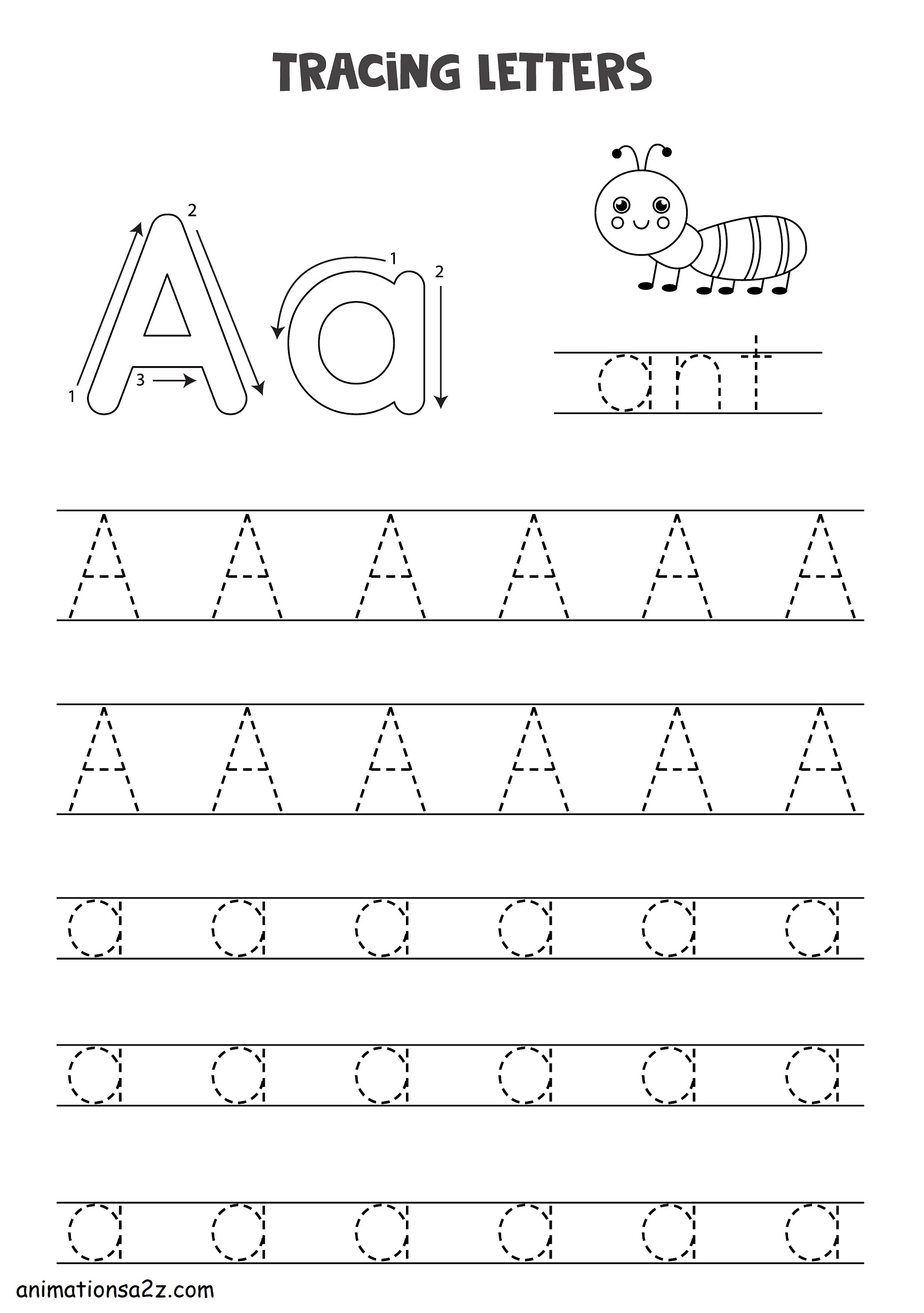 Animations A2z Tracing Letters A To Z Worksheets