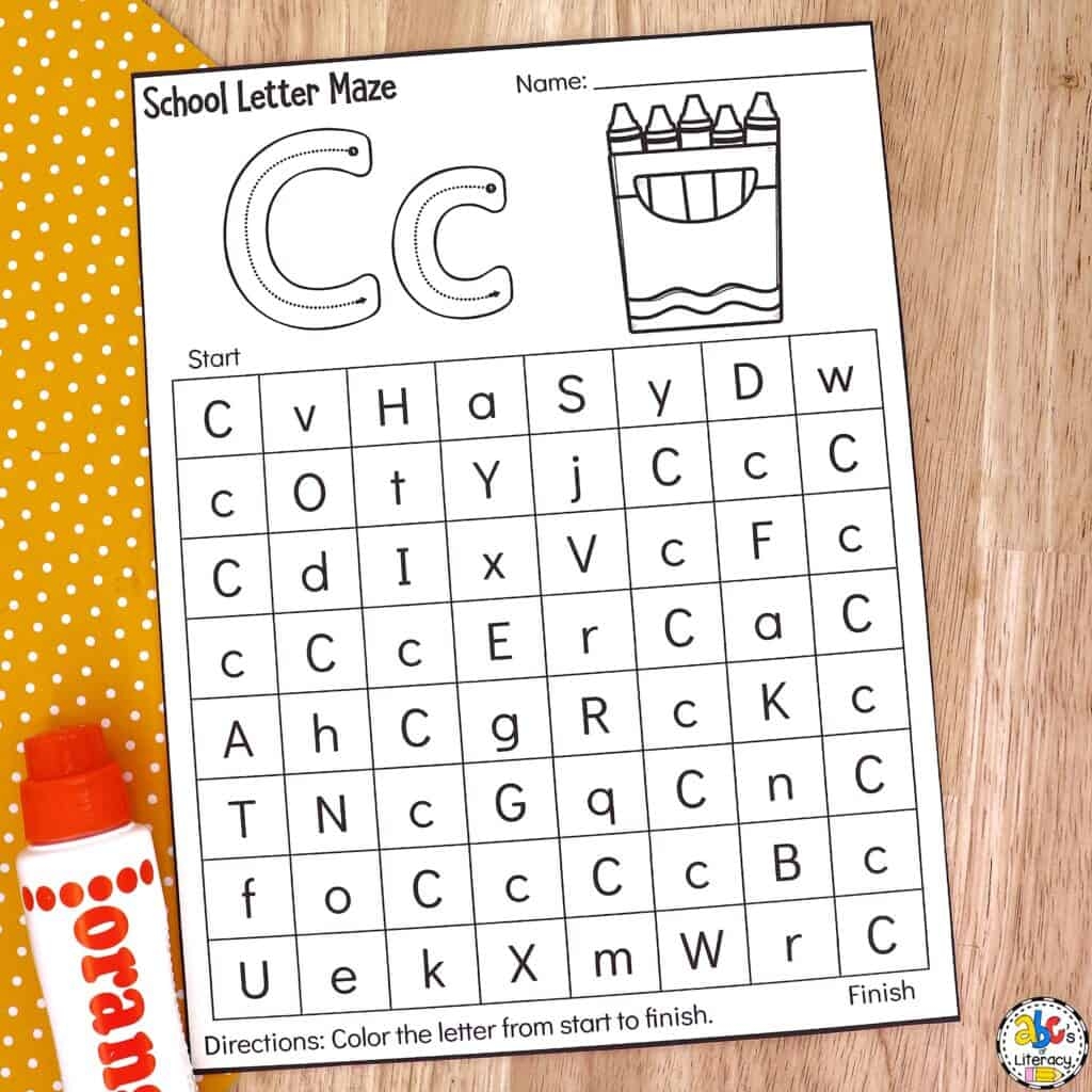 Alphabet Maze Worksheets For Kindergarten