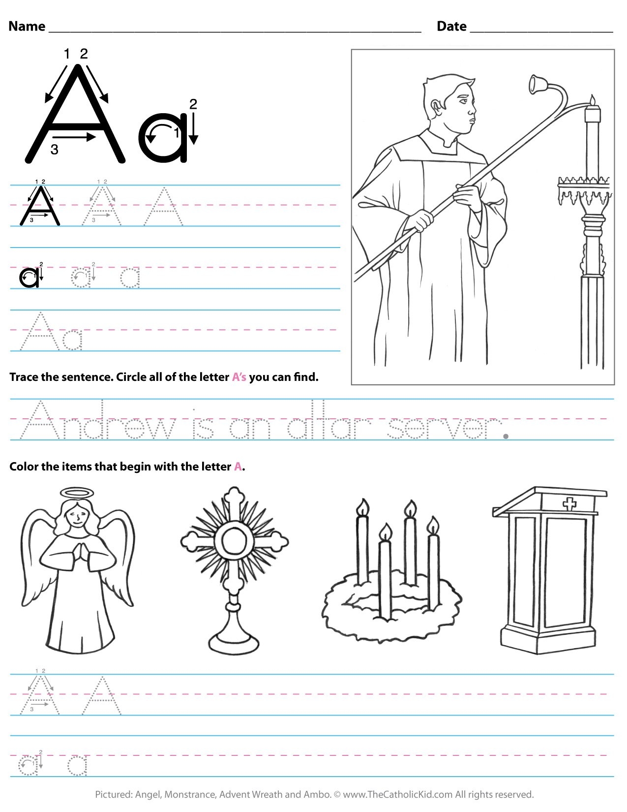 Alphabet A Worksheets For Kindergarten