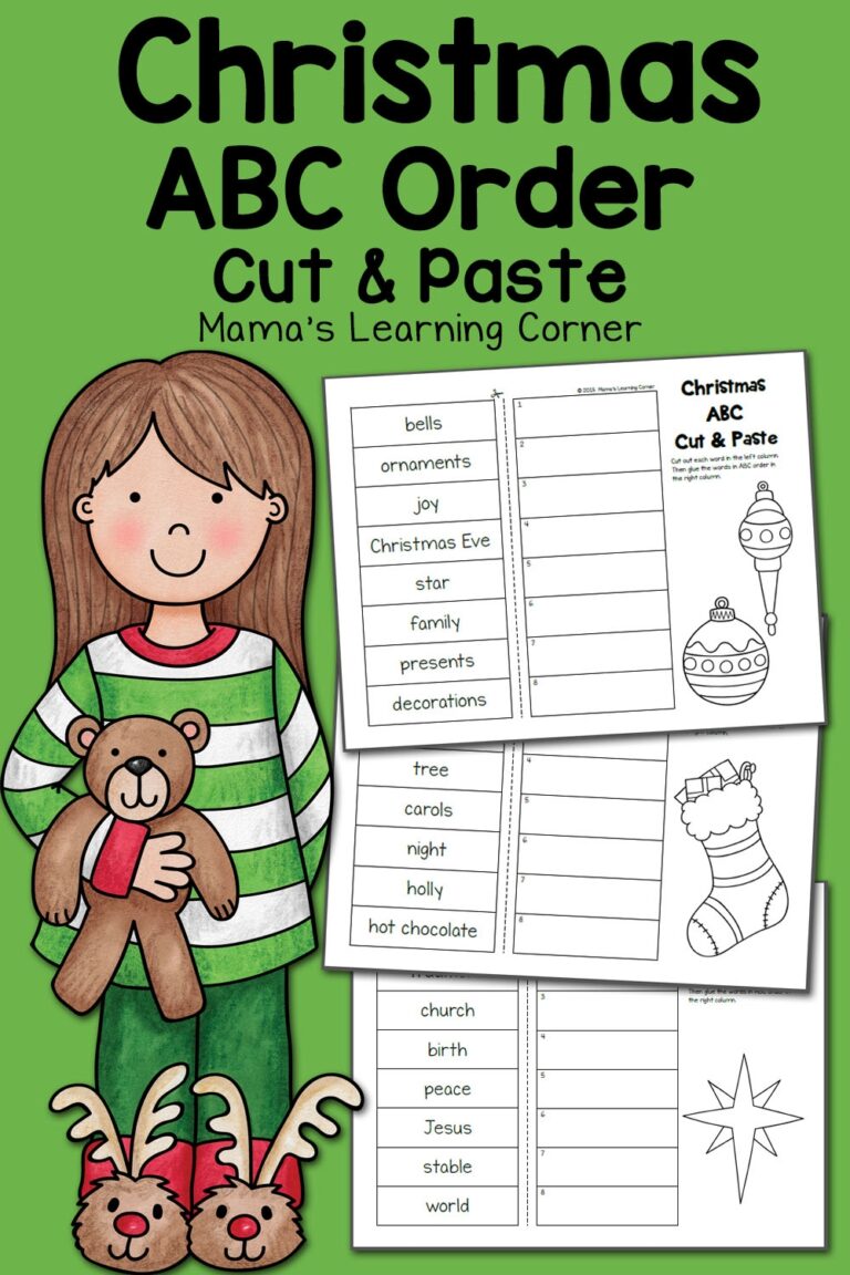 Christmas ABC Order Worksheets Cut And Paste Mamas Learning Corner