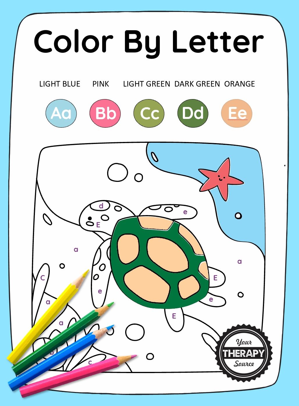 Color By Letter Printables FREE Your Therapy Source