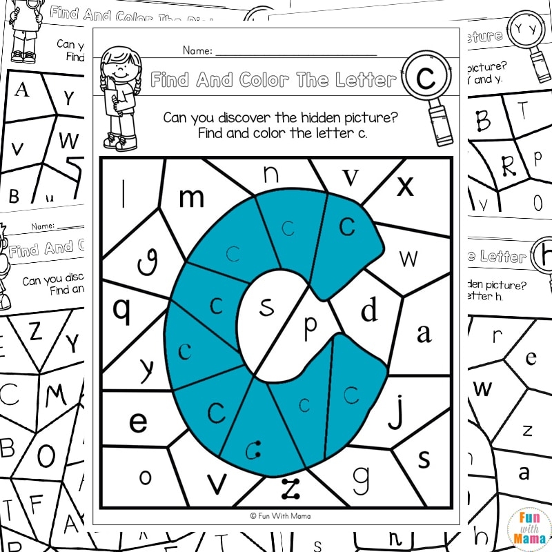 Color By Letter Worksheets Alphabet Activities Fun With Mama Shop