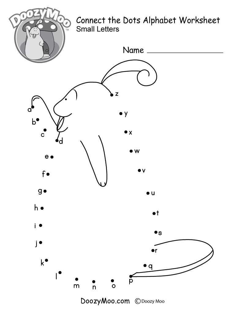 Connect The Dots Worksheet Small Letters Doozy Moo