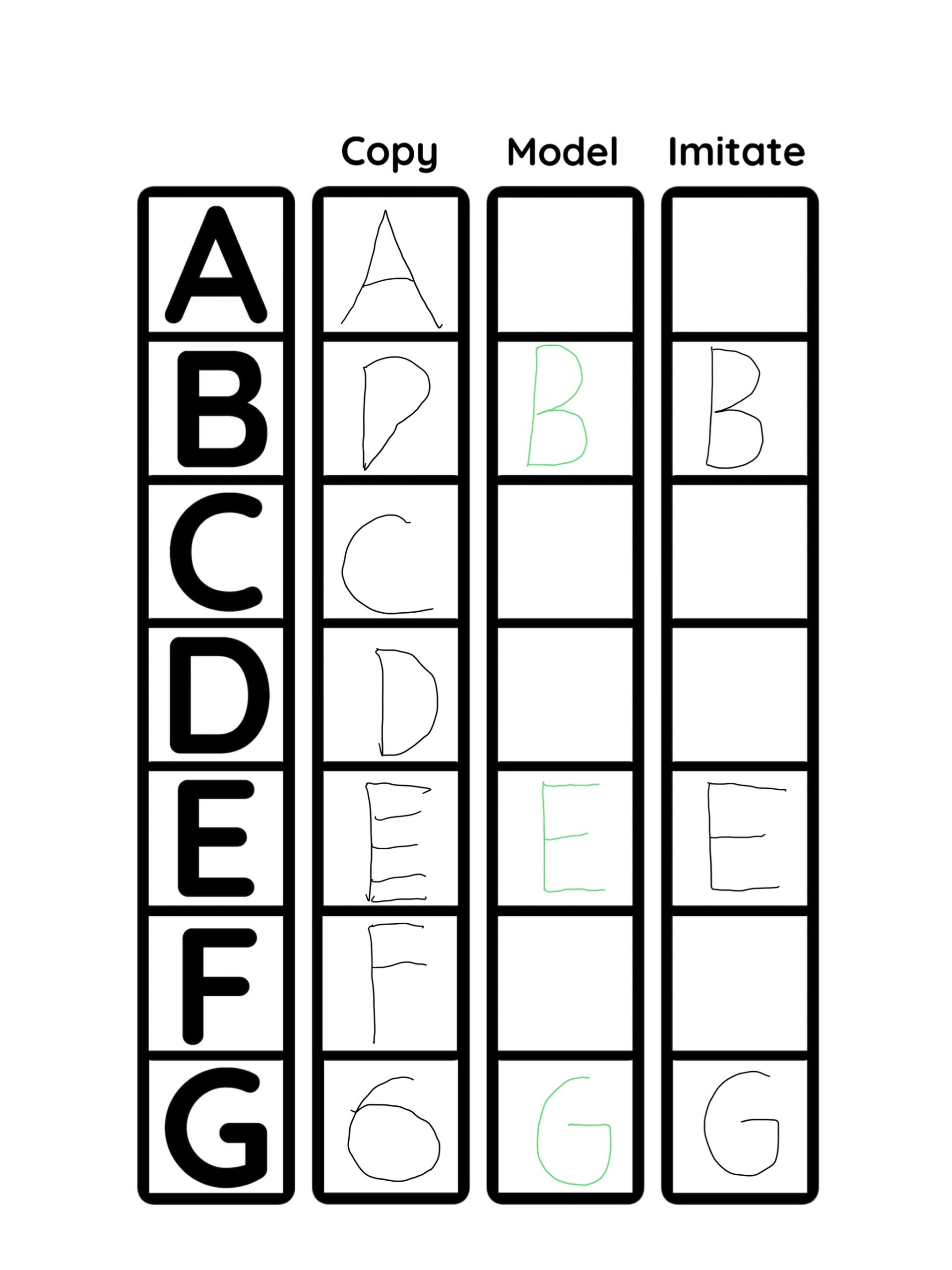 Copy Imitate Uppercase And Lowercase Letters In Boxes Classful