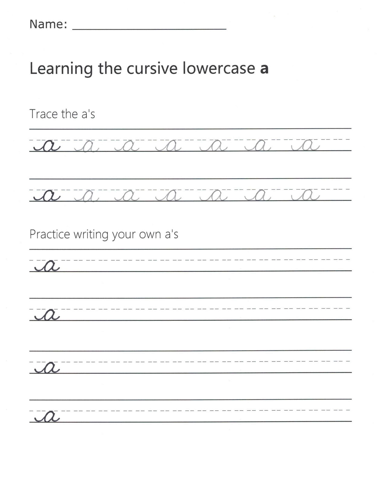Cursive A How To Write A Lowercase A In Cursive