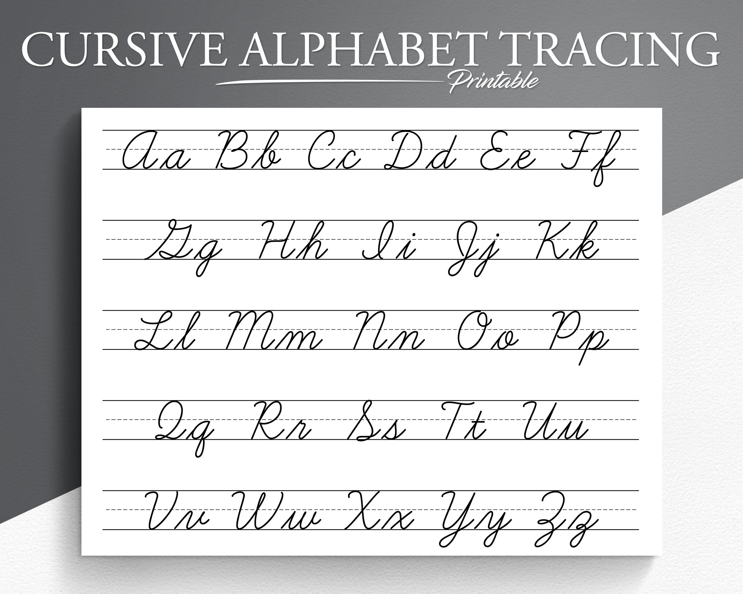 Cursive Alphabet Tracing Worksheet Printable Trace The Cursive Alphabet Cursive Practice Letter Tracing Tracing Worksheets Etsy UK