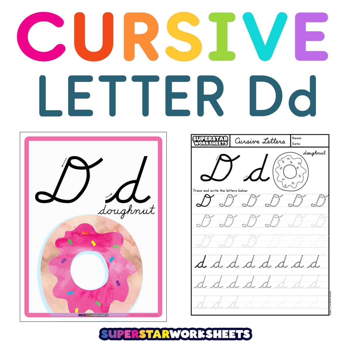 Cursive D Superstar Worksheets