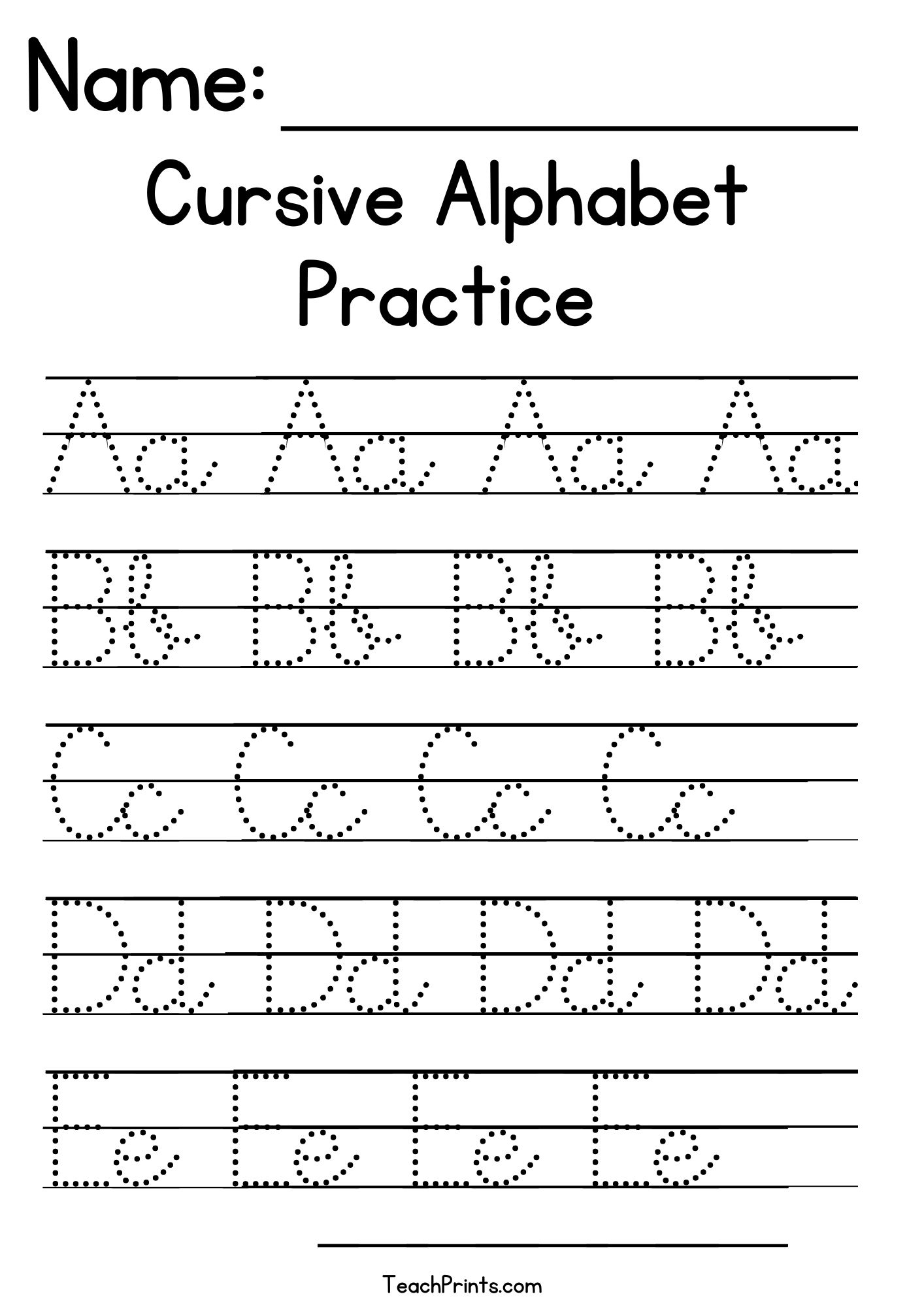 Cursive Letter Tracing Worksheets Free A To Z Printables Teach 