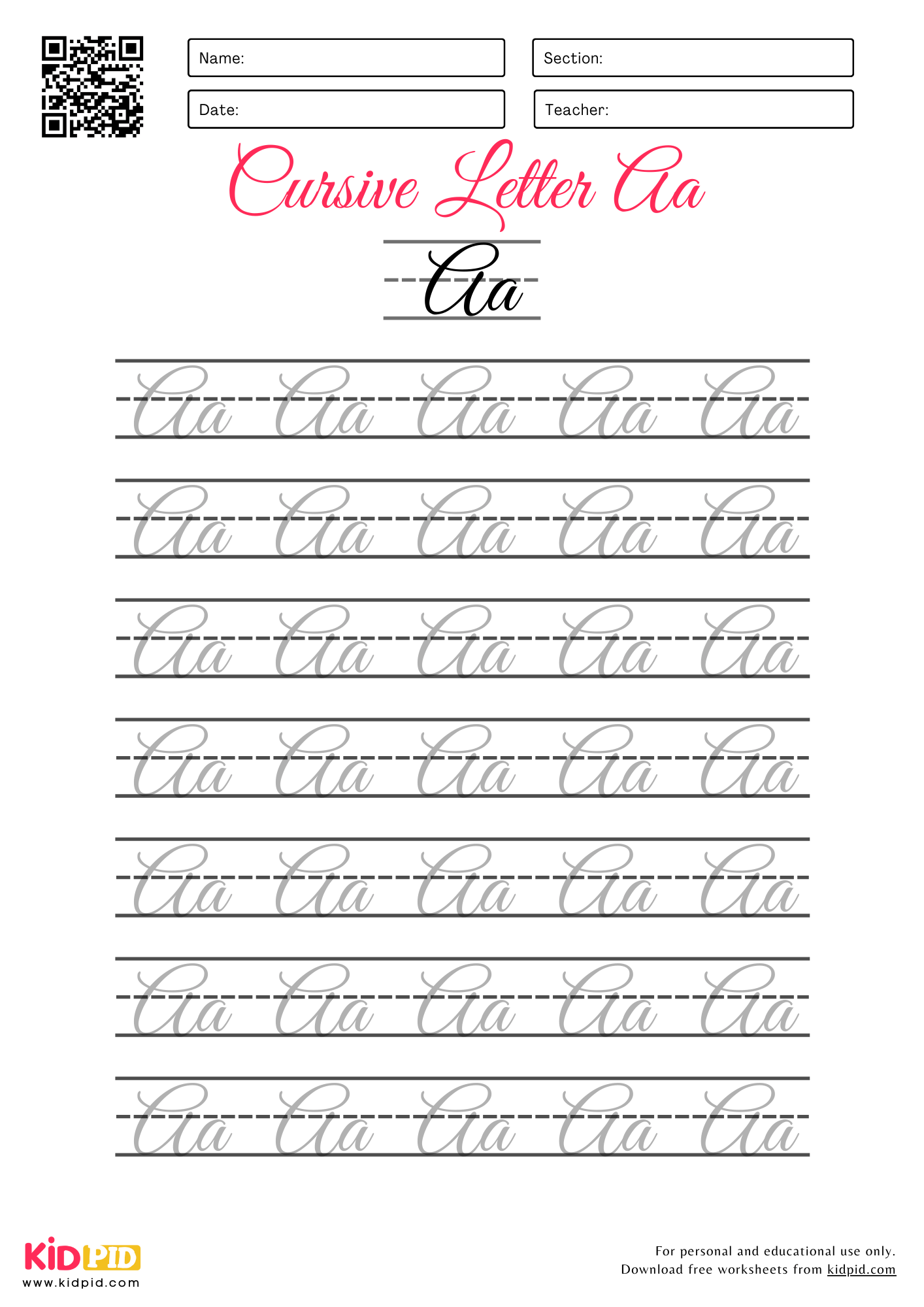 Handwriting Worksheets Alphabet Printable