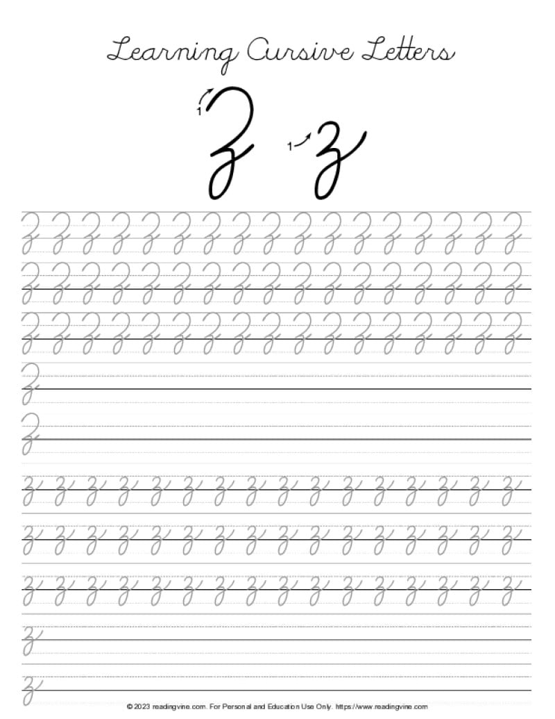 Cursive Writing Letter Z ReadingVine