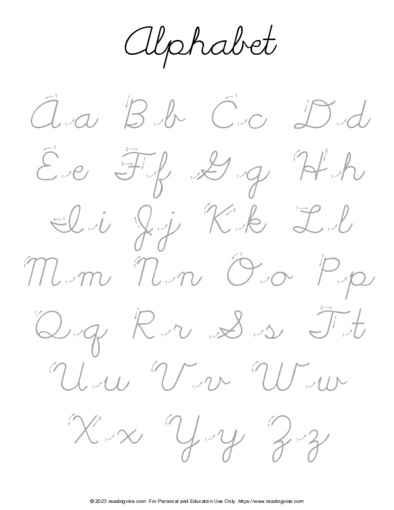 Free Cursive Alphabet Tracing Worksheets