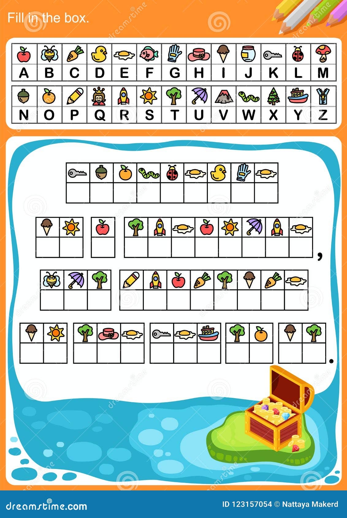 Decode Alphabet Fill In The Box Stock Vector Illustration Of Match Missing 123157054