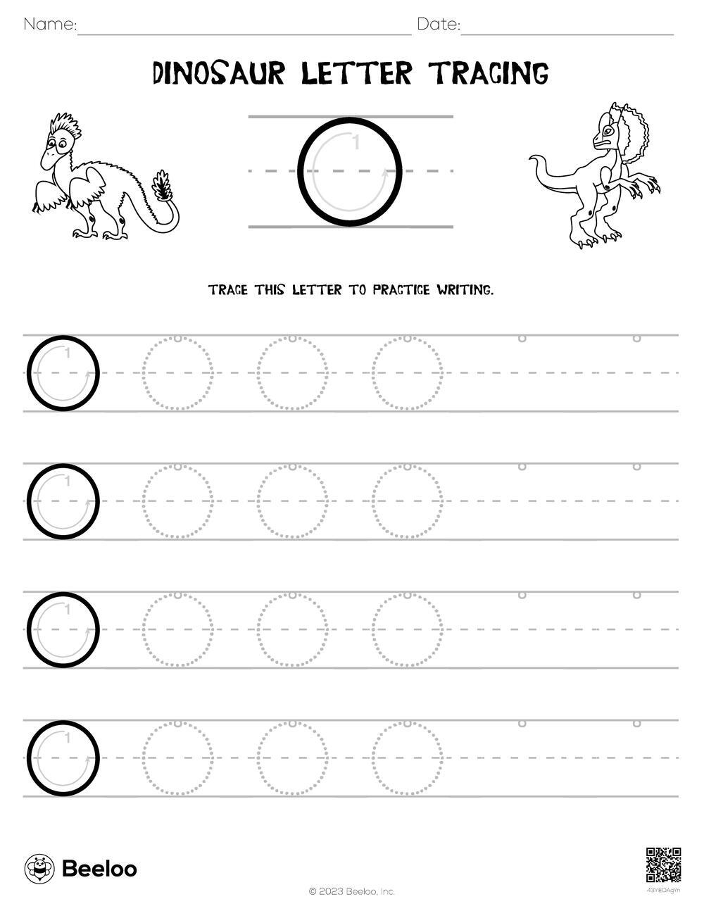 Dinosaur themed Word Tracing Worksheets Beeloo Printable Crafts And Activities For Kids