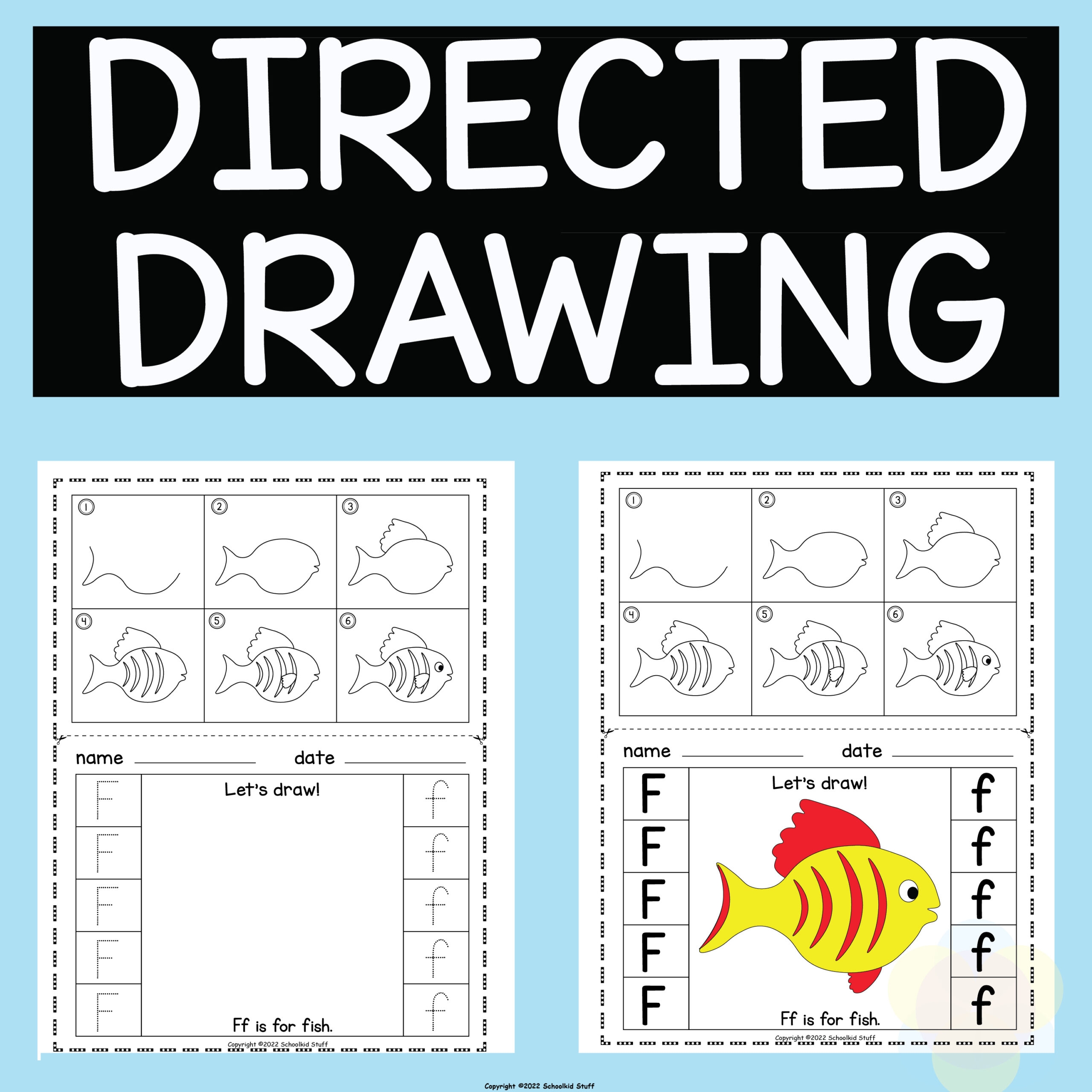 Directed Drawing Alphabet Words For Kindergarten Draw Color And Trace Made By Teachers
