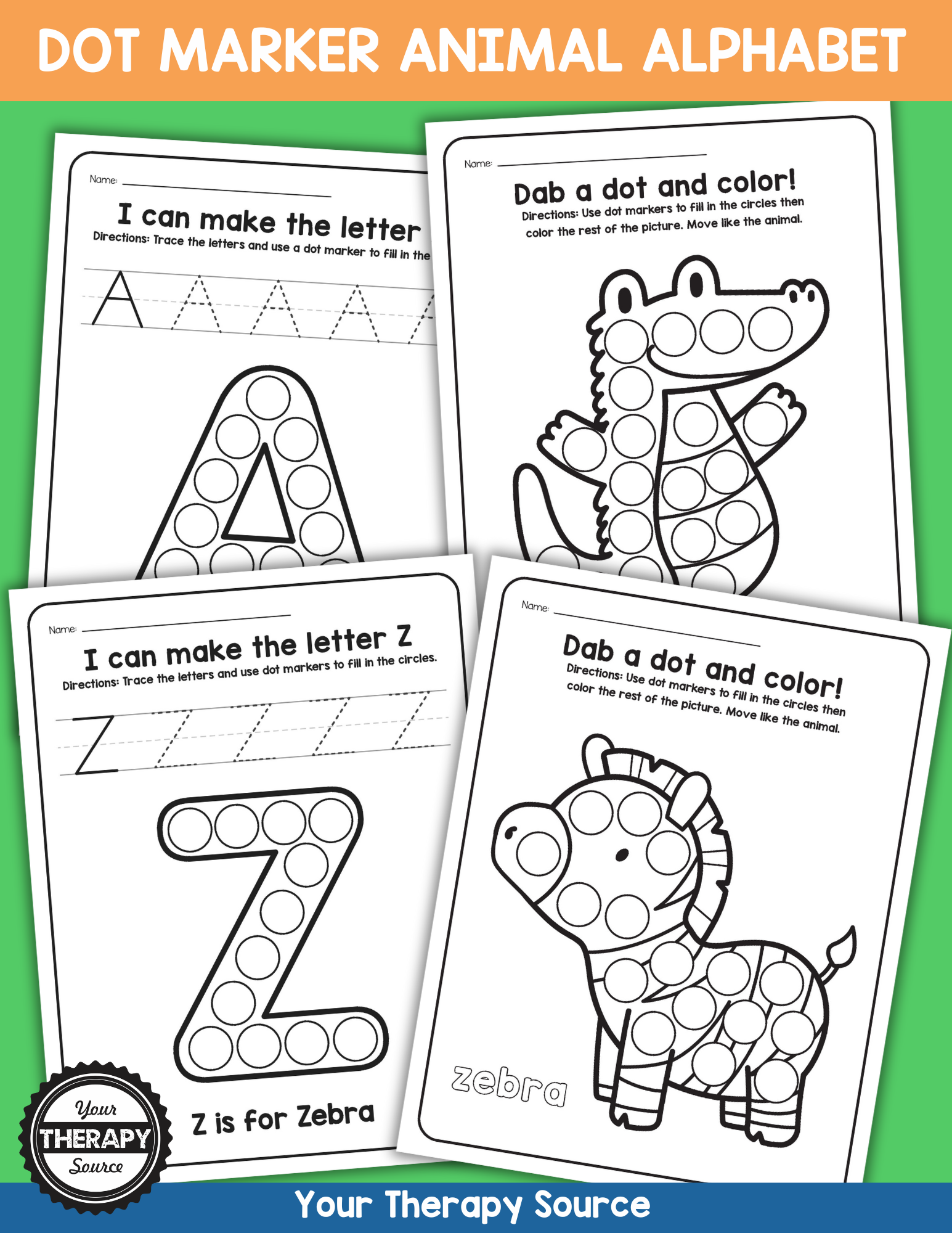 Dot Marker Animal Alphabet Your Therapy Source