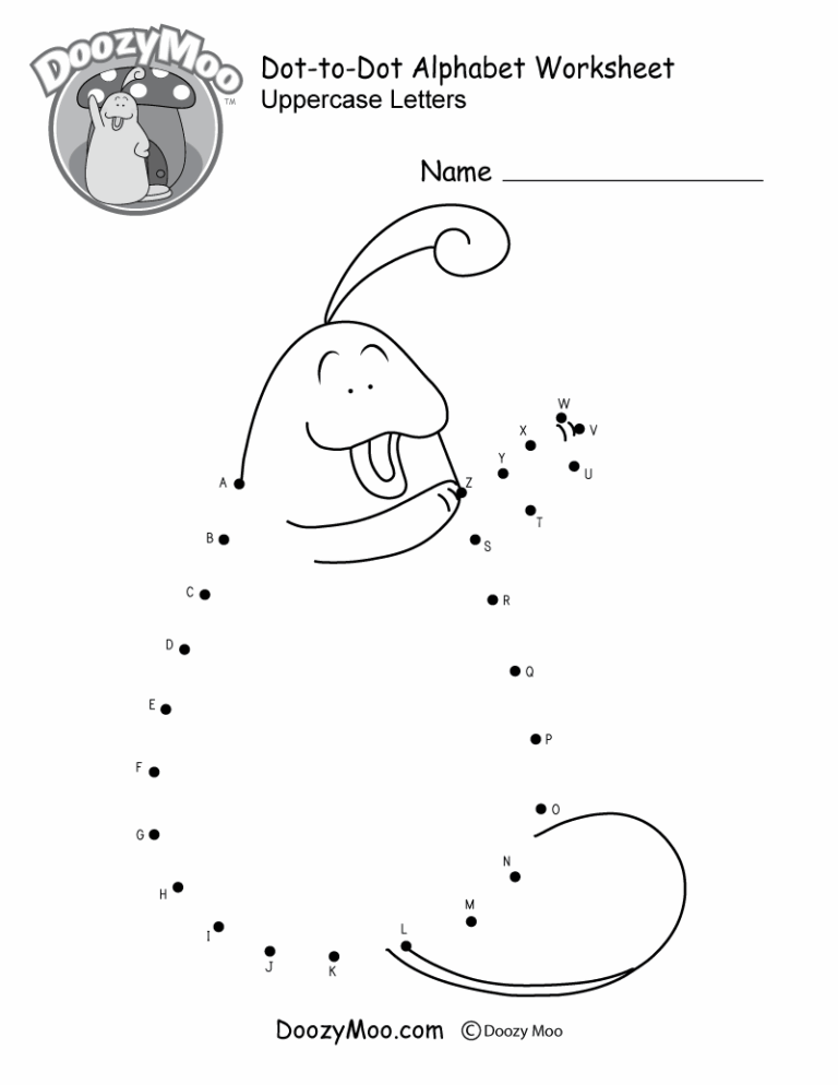 Dot to Dot Uppercase Letters Worksheet Free Printable Doozy Moo