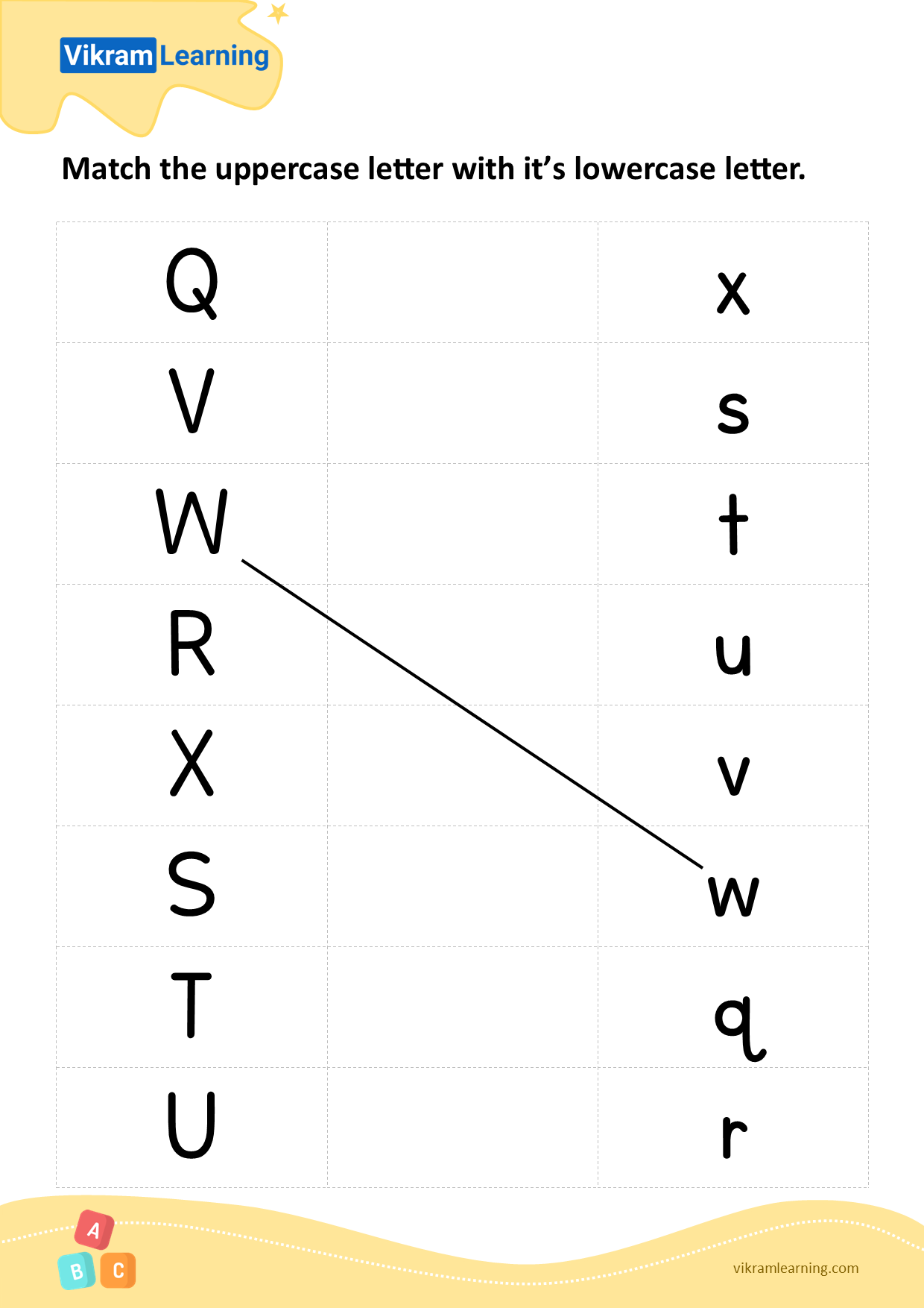 Download Match The Uppercase Letter With It s Lowercase Letter Worksheets For Free Vikramlearning