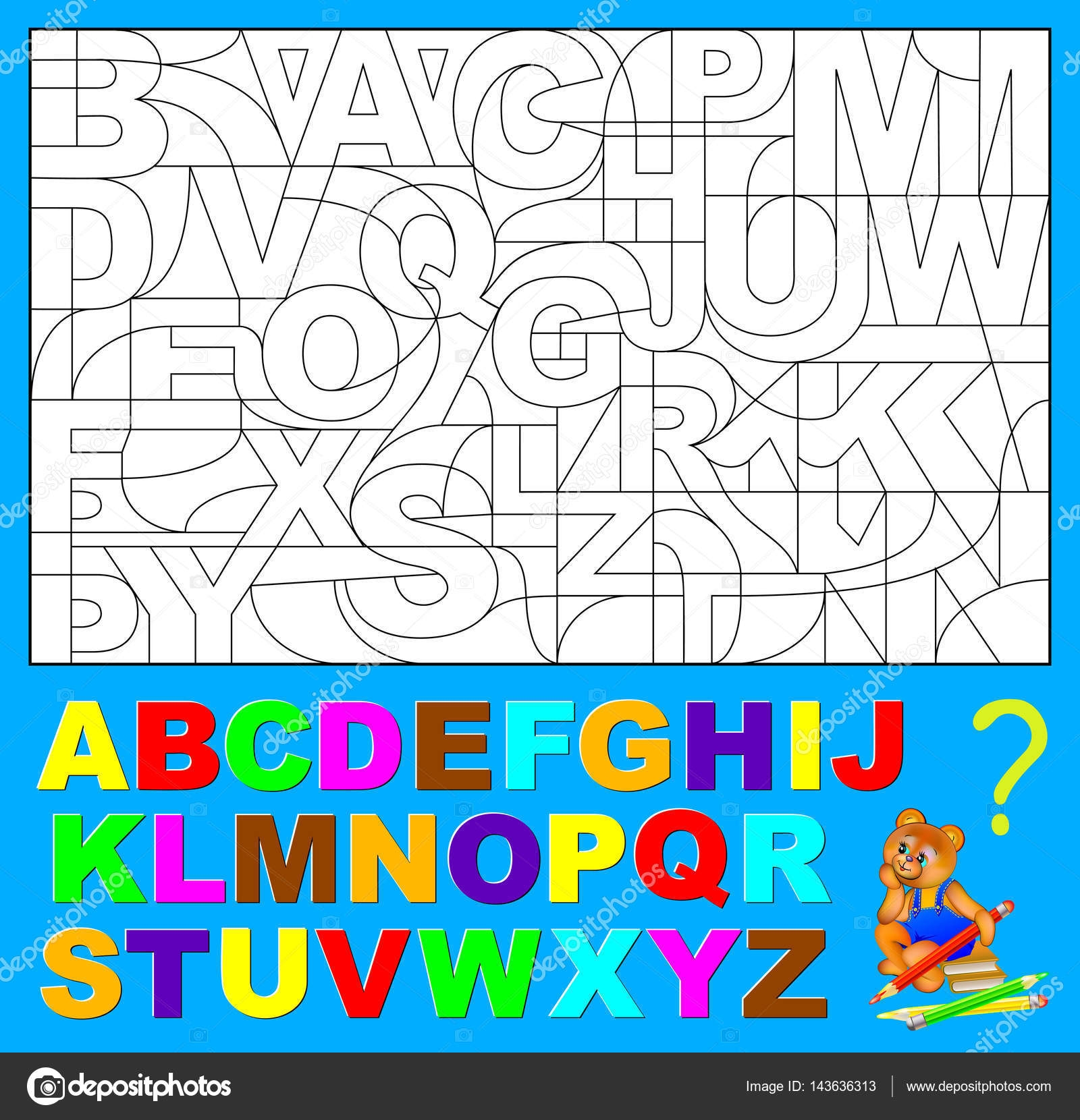 Educational Page For Young Children Need To Find The Hidden Letters Of English Alphabet And Paint Them In Relevant Colors Stock Vector By Nataljacernecka 143636313