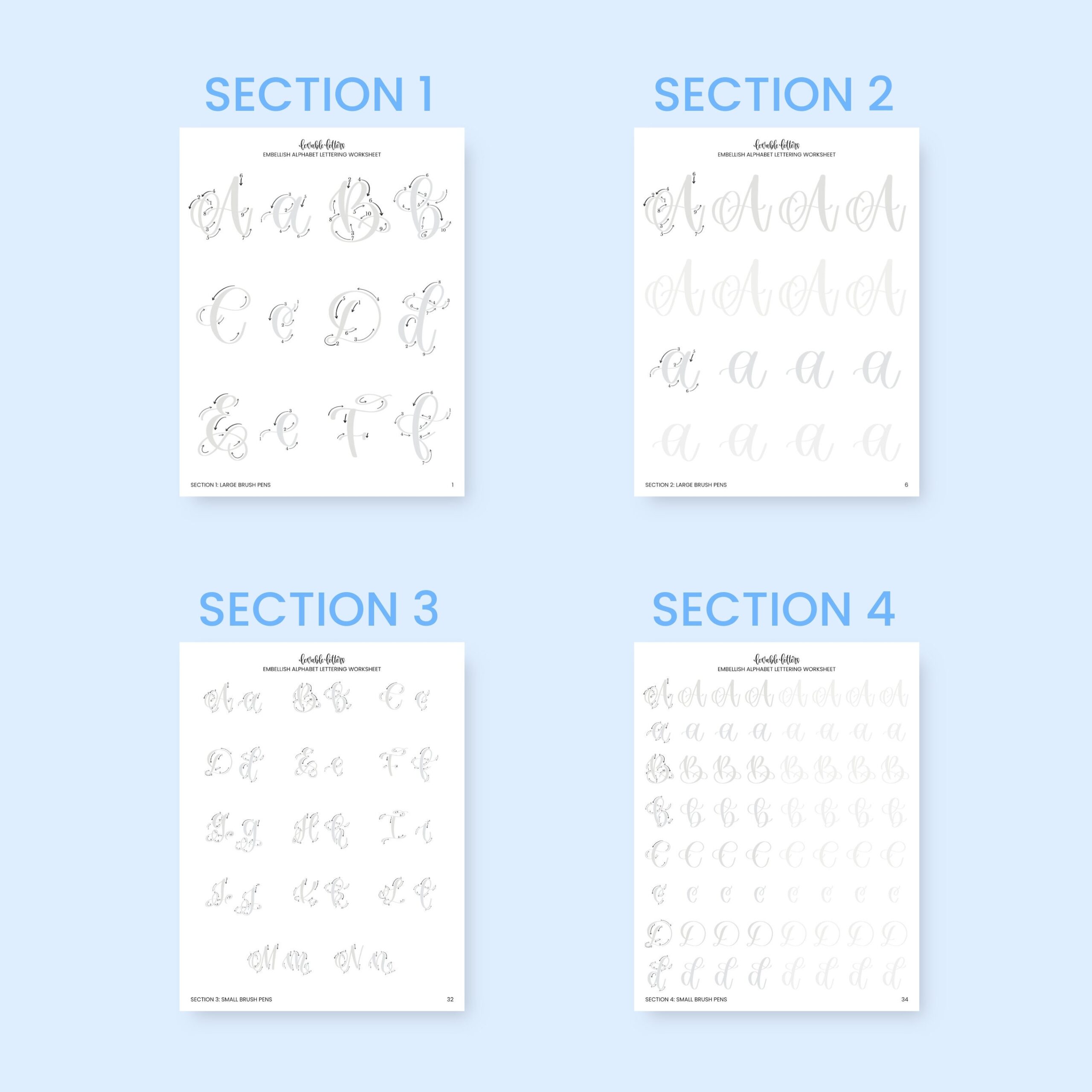 Embellish Alphabet Lettering Worksheet