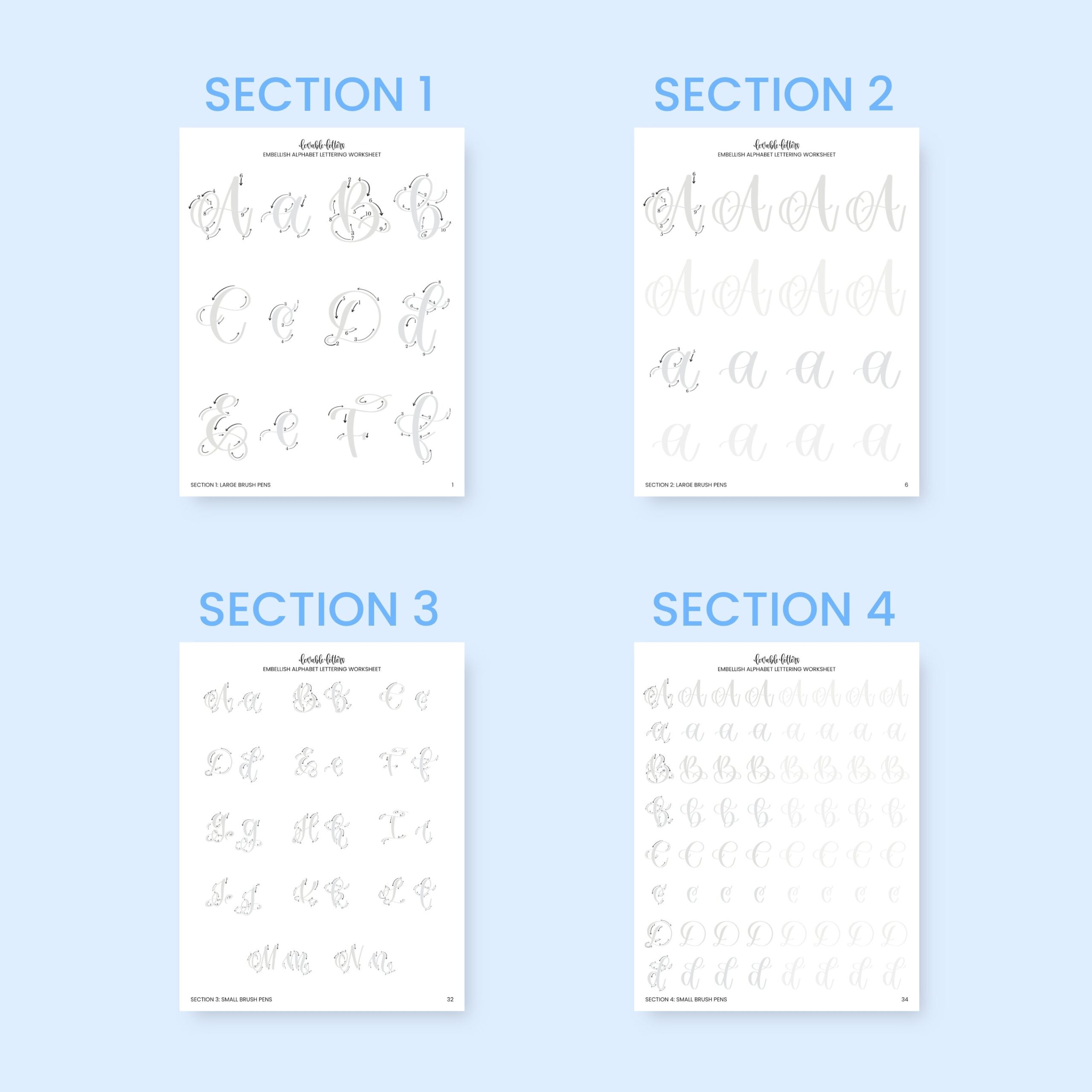 Embellish Alphabet Lettering Worksheet