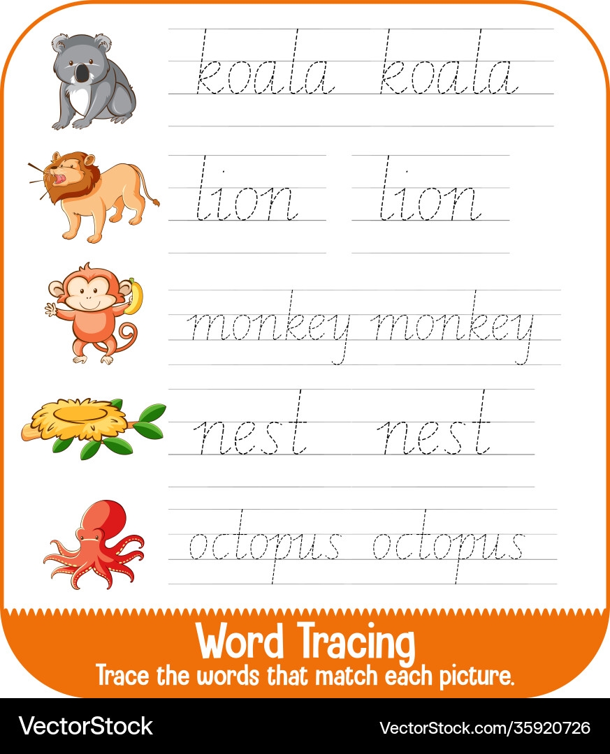 English Alphabet Tracing Worksheets Royalty Free Vector