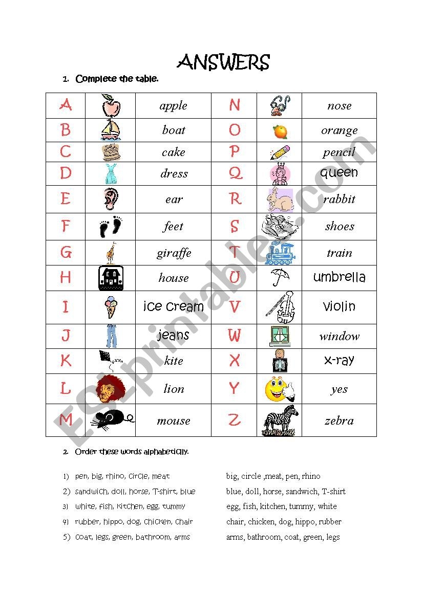 English Alphabet Vocabulary From English Adventure Starter B Answers ESL Worksheet By Lejdiberd