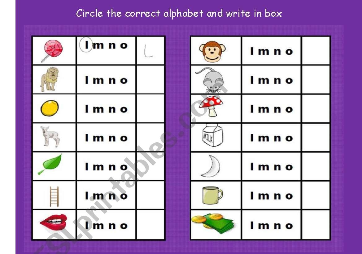 English Worksheets Circle The Correct Alphabet