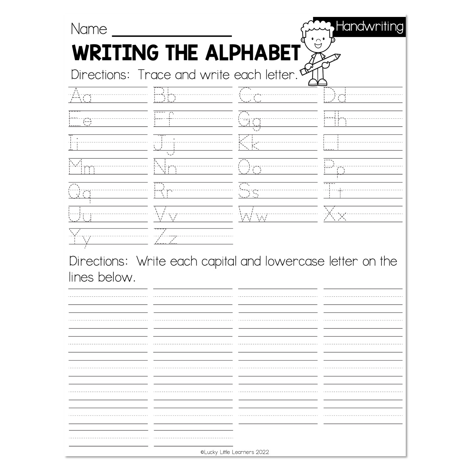 Fall Early Finishers 1st Grade ELA Handwriting Writing The Alphabet Lucky Little Learners