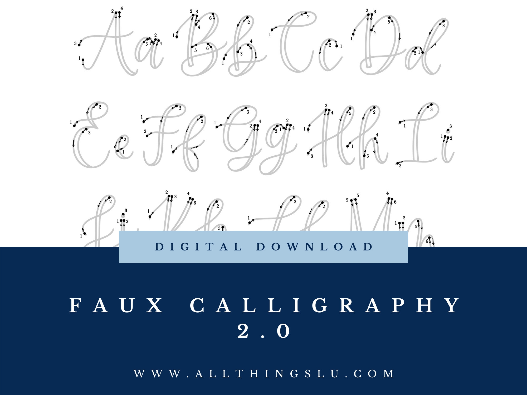 Faux Calligraphy 2 0 Practice Guide Handlettering Worksheet Hand Lettering Workbook Page Learn To Letter Etsy