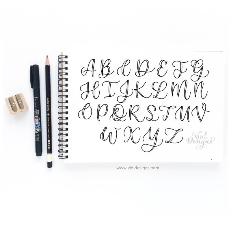 Faux Calligraphy Tutorial Uppercase Free Practice Shee Vial Designs