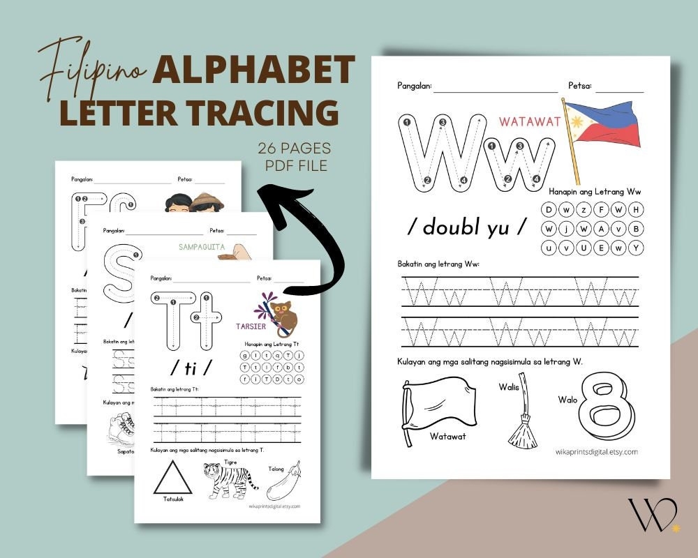 Filipino Alphabet Letter Tracing 26 Pages Filipino Worksheet For 