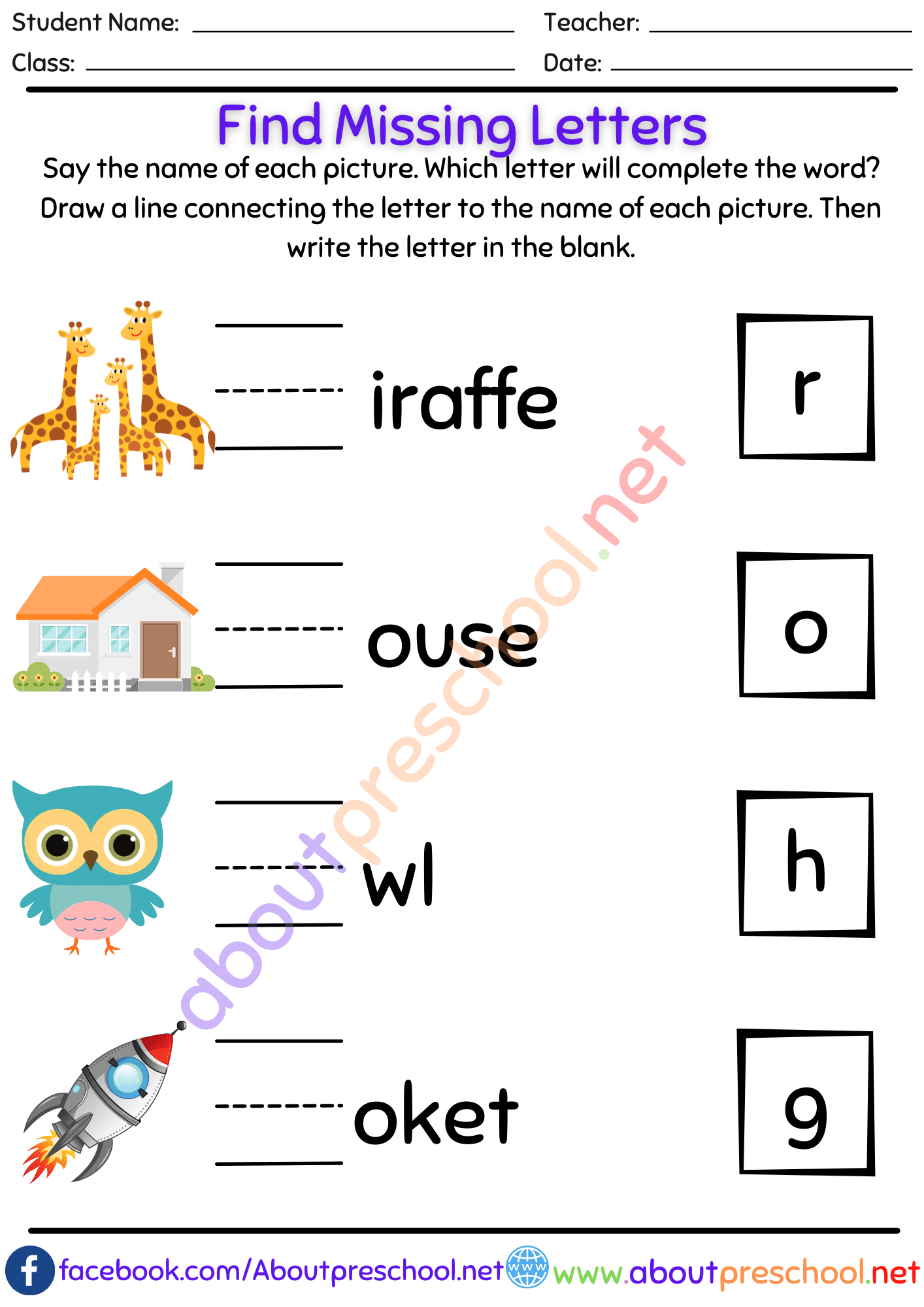 Find Missing Letters 2 About Preschool