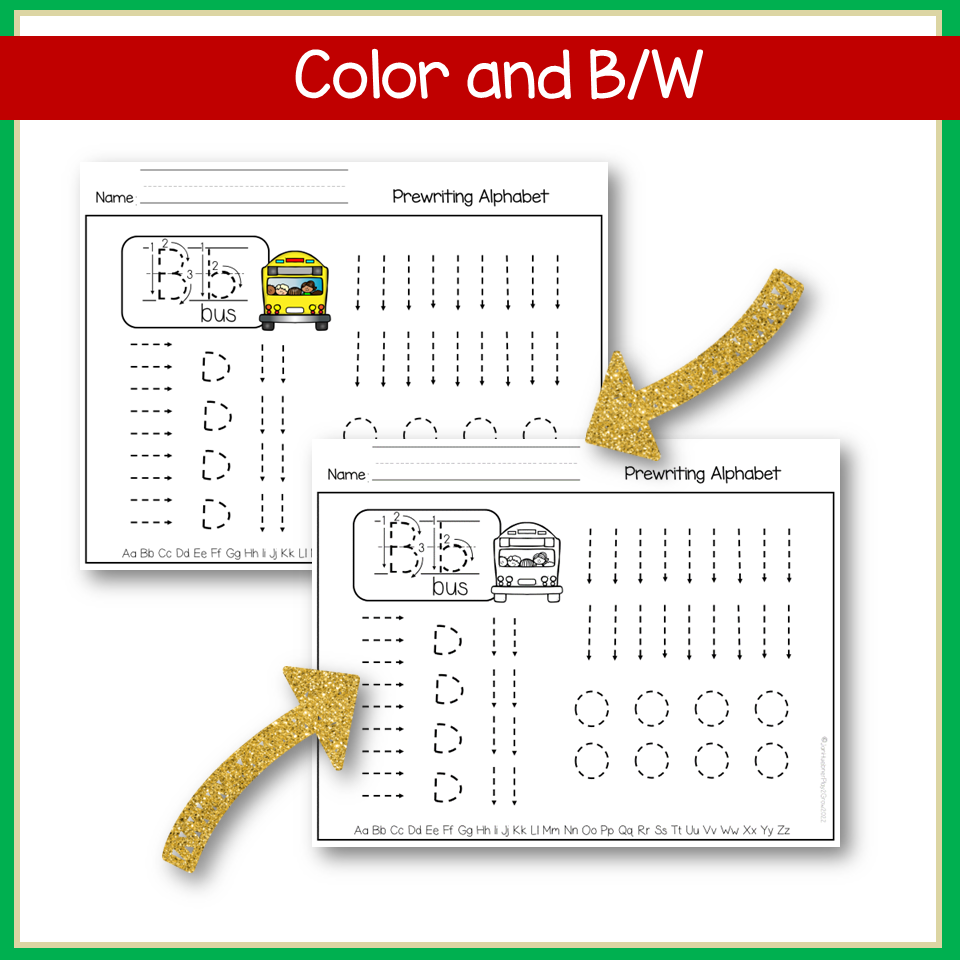 Fine Motor PREWRITING ALPHABET Tracing Lines And Shapes WORKSHEETS 