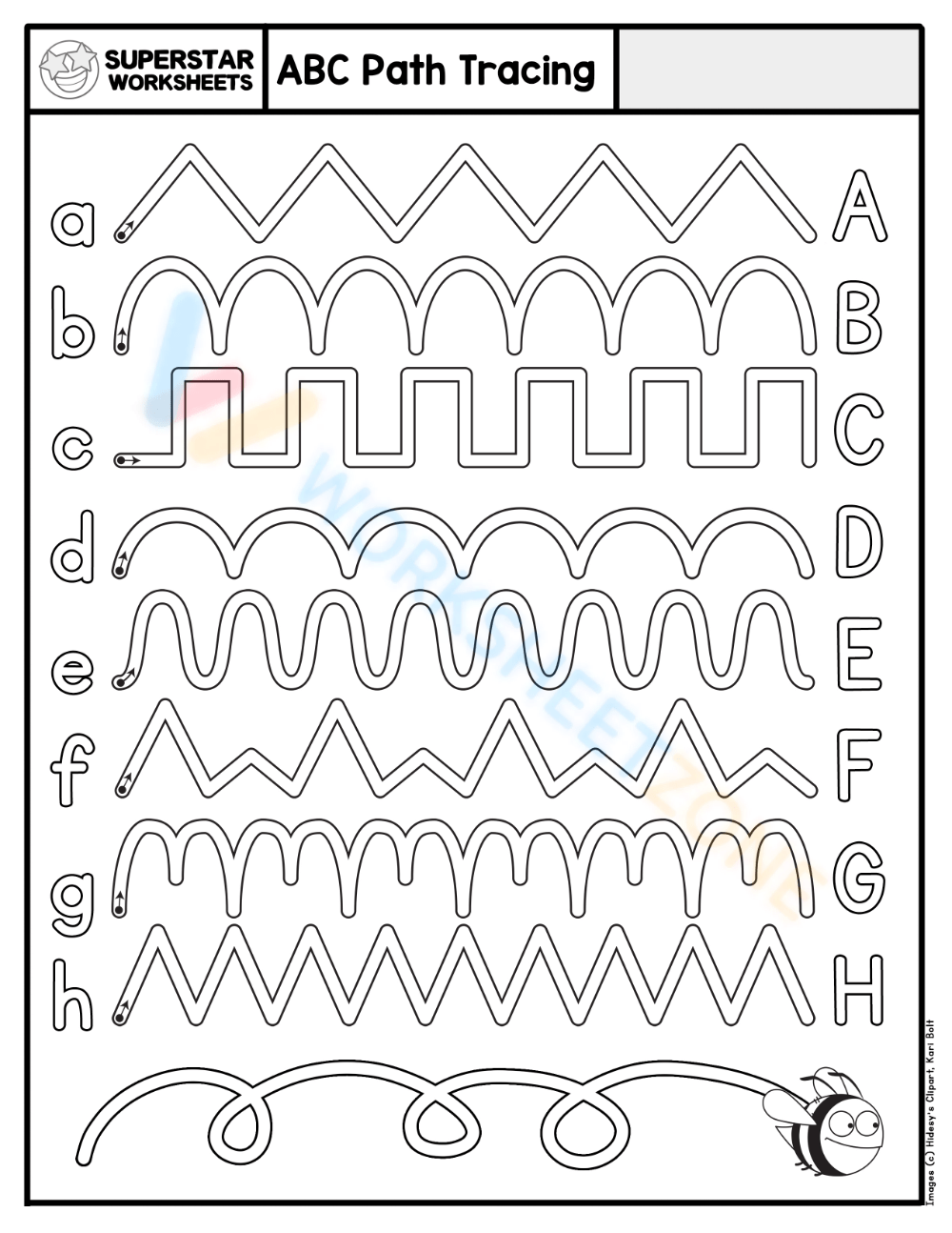 Alphabet Pencil Control Worksheets