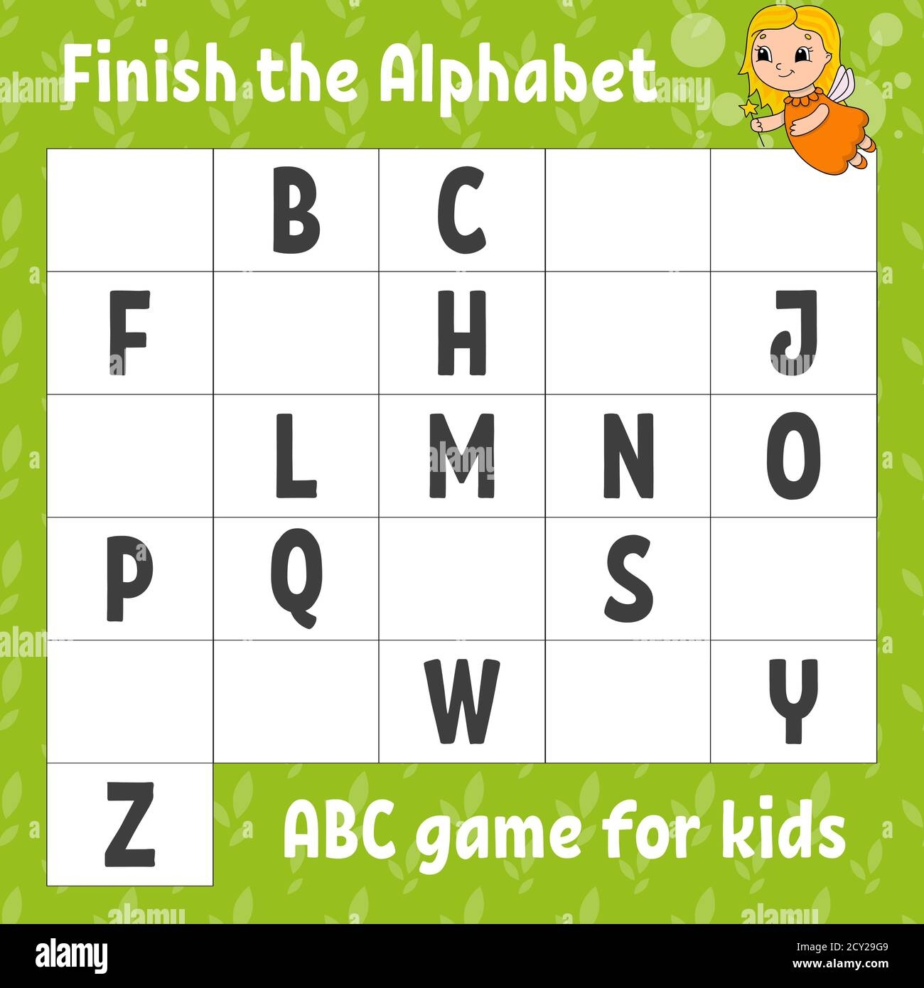 Finish The Alphabet ABC Game For Kids Education Developing Worksheet Learning Game For Kids Color Activity Page Stock Vector Image U0026 Art Alamy