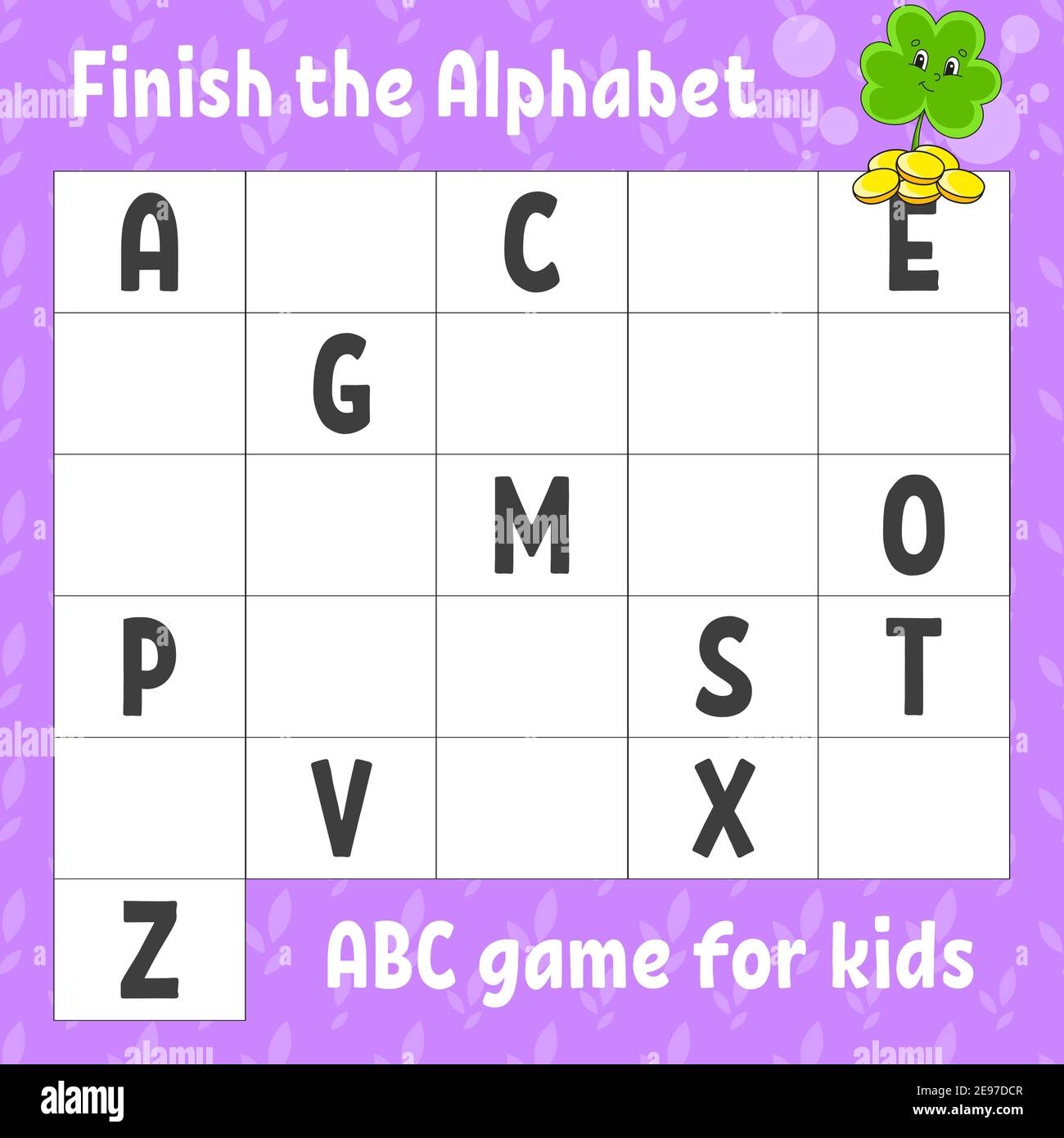 Finish The Alphabet ABC Game For Kids Education Developing Worksheet Learning Game For Kids Color Activity Page Stock Vector Image U0026 Art Alamy