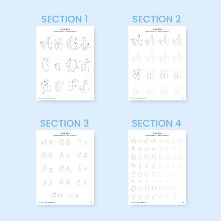 Flourish Alphabet Lettering Worksheet