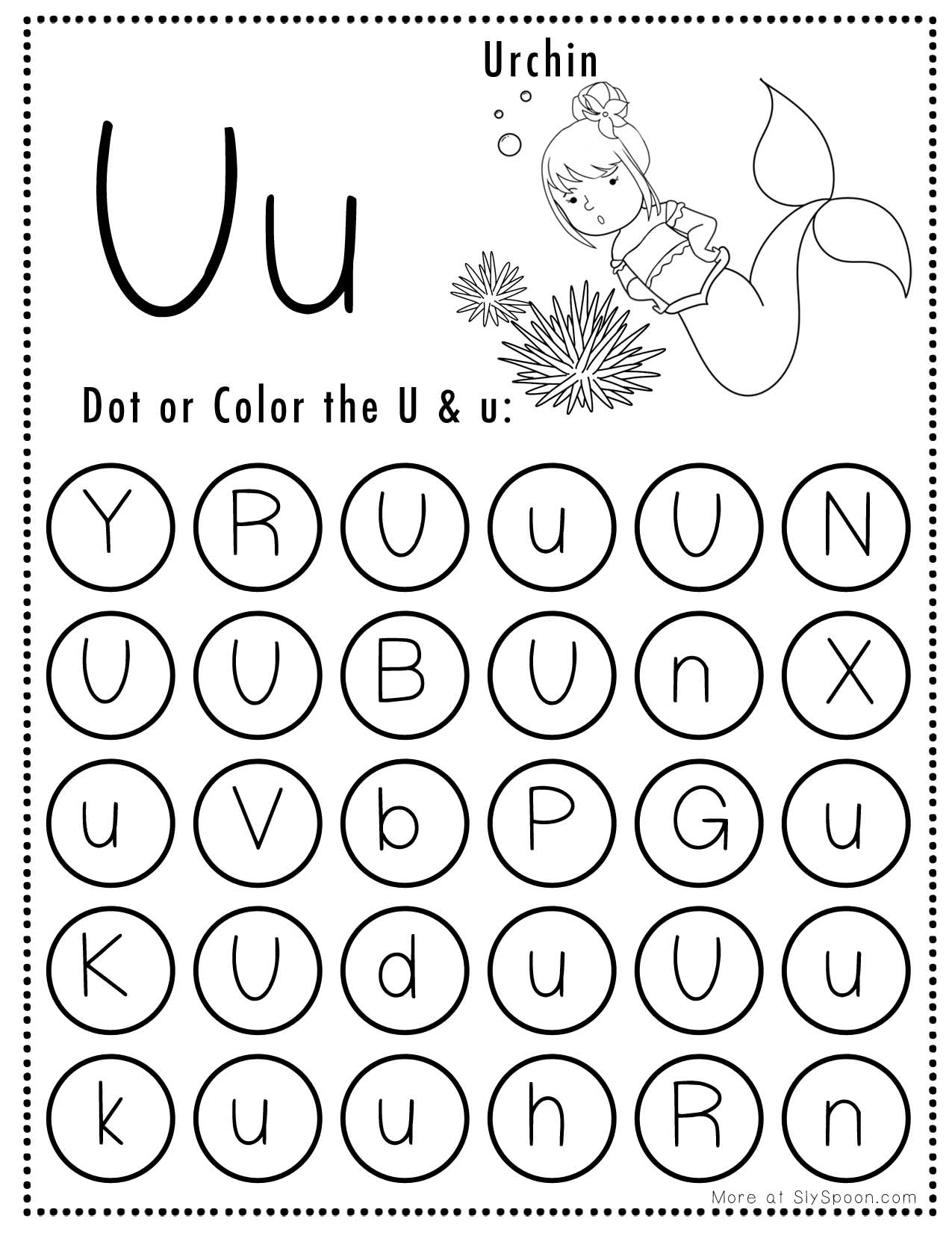 Free Alphabet Do A Dot Printables Worksheets Letter U Mermaid 