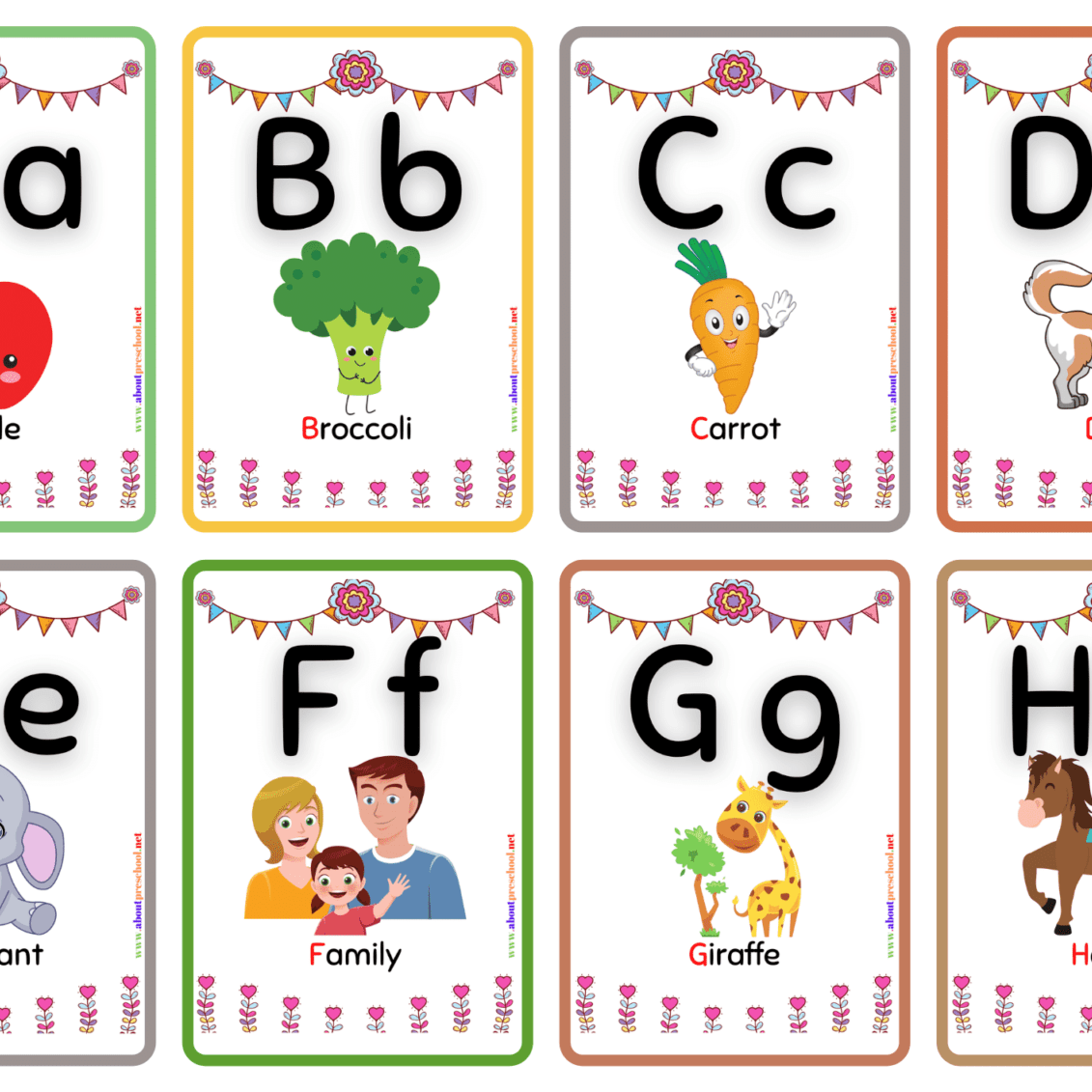 Preschool Alphabet Flash Cards Printable